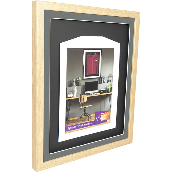 Vivarti DIY 3D Mounted Sports Shirt Display Oak Frame with Colour Mounts