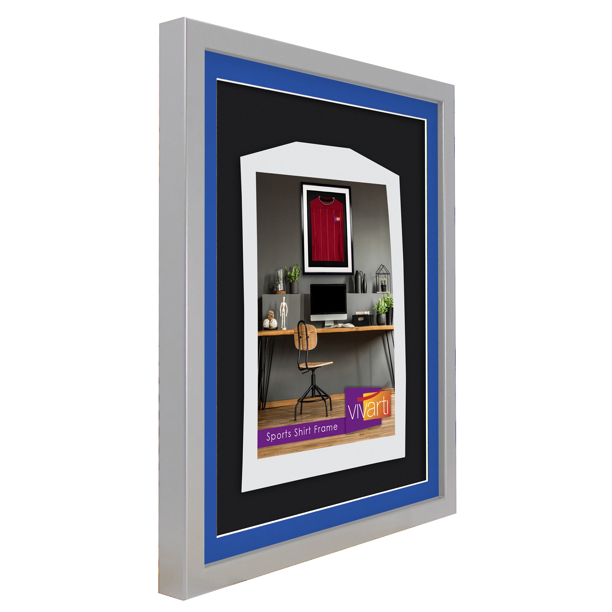 Vivarti DIY 3D Mounted Sports Shirt Display Silver  Frame with Colour Mounts