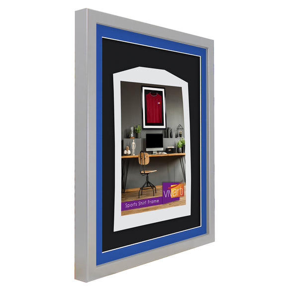 Vivarti DIY 3D Mounted Sports Shirt Display Silver  Frame with Colour Mounts