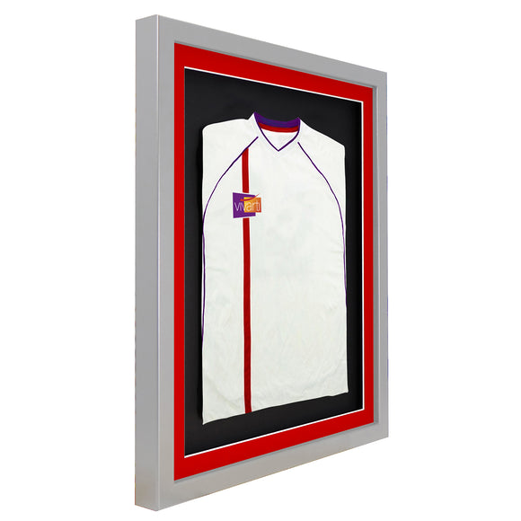 Vivarti DIY 3D Mounted Sports Shirt Display Silver  Frame with Colour Mounts