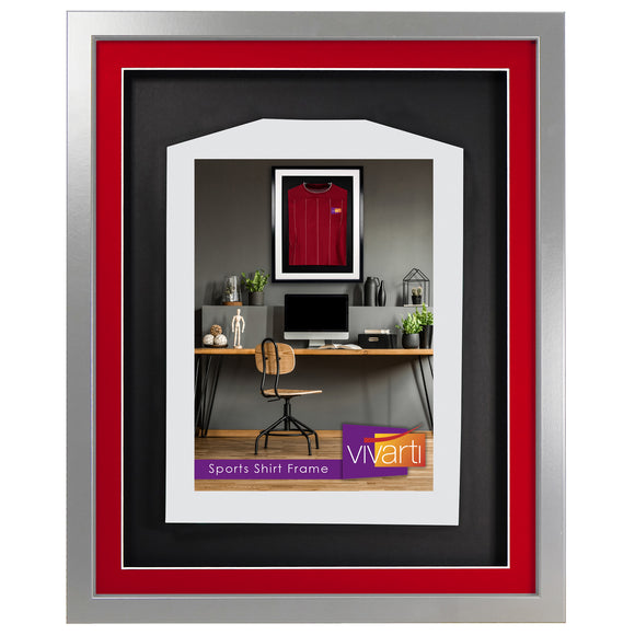 Vivarti DIY 3D Mounted Sports Shirt Display Silver  Frame with Colour Mounts