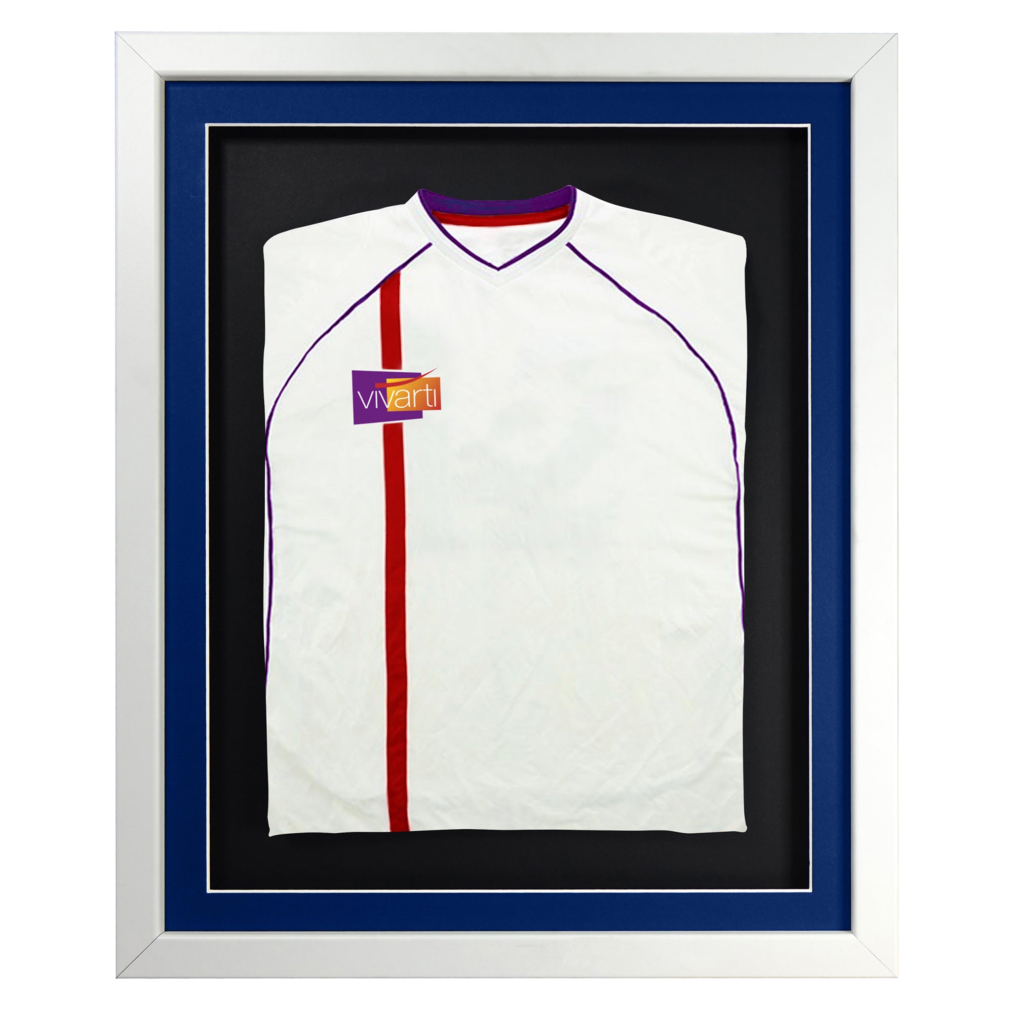 Vivarti DIY 3D Mounted Sports Shirt Display Gloss White Frame with Colour Mounts