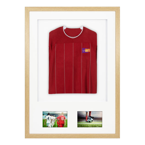 Vivarti DIY Sports Shirt Display 3D + Double Aperture Oak Frame