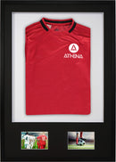 Athena Premium Wood DIY Sports Shirt Display 3D Mounted + Double Aperture Black Frame-11
