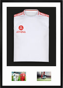 Athena Premium Wood DIY Sports Shirt Display 3D Mounted + Double Aperture Black Frame-8
