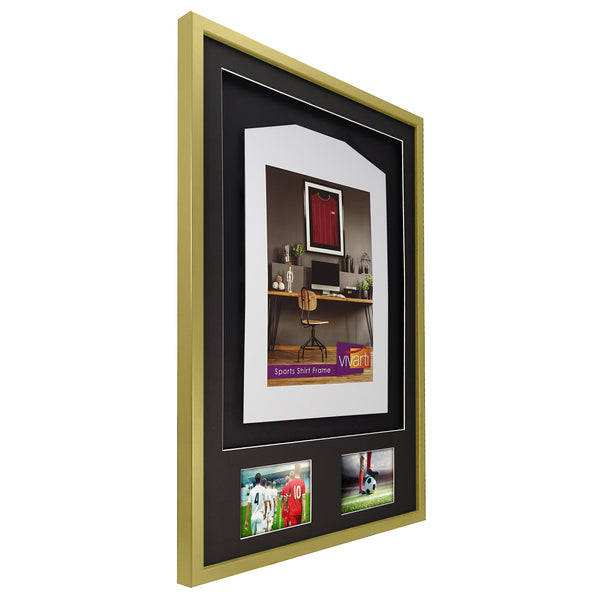 Vivarti DIY 3D Mounted + Double Aperture Sports Shirt Display Gold Frame