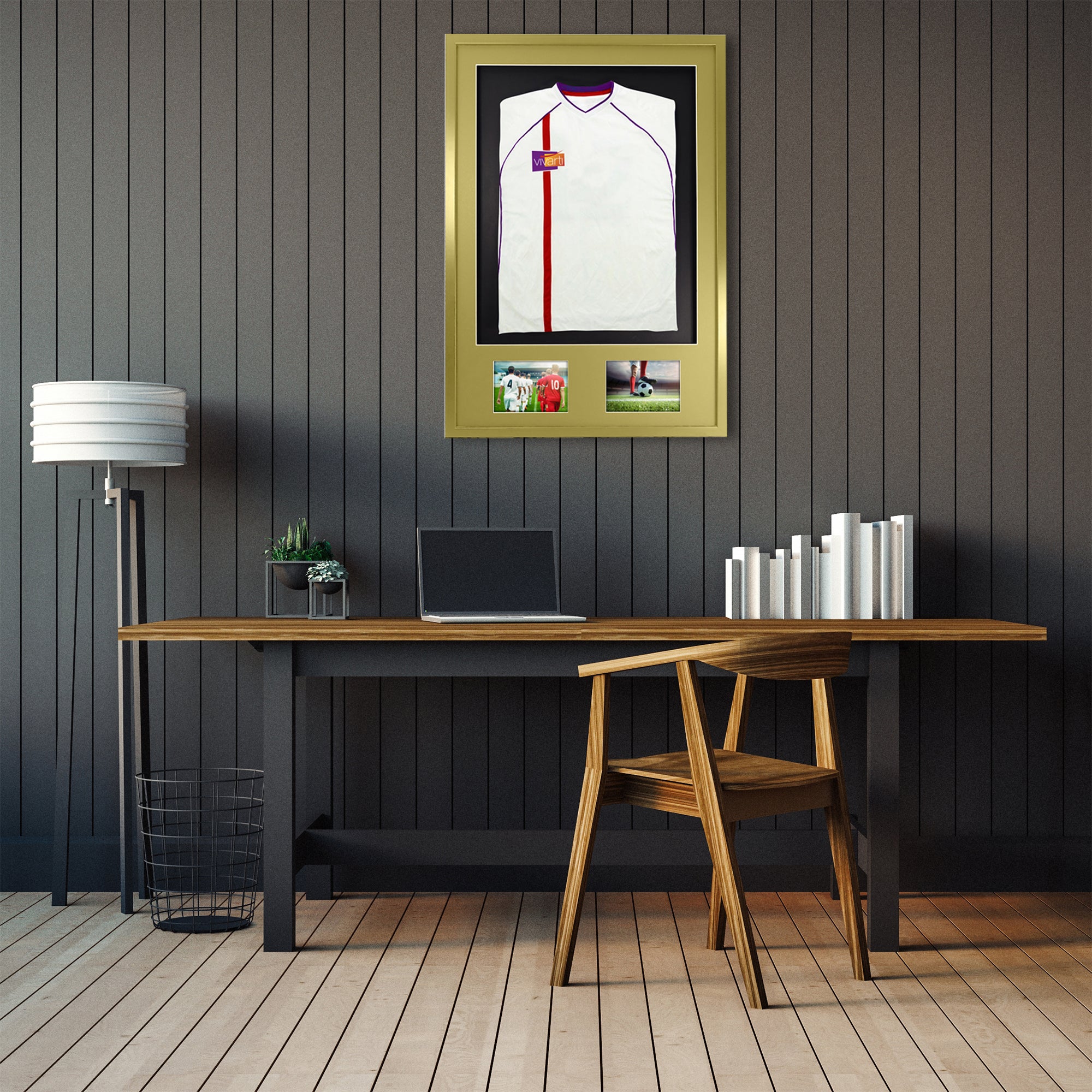 Vivarti DIY 3D Mounted + Double Aperture Sports Shirt Display Gold  Frame with Colour Mounts