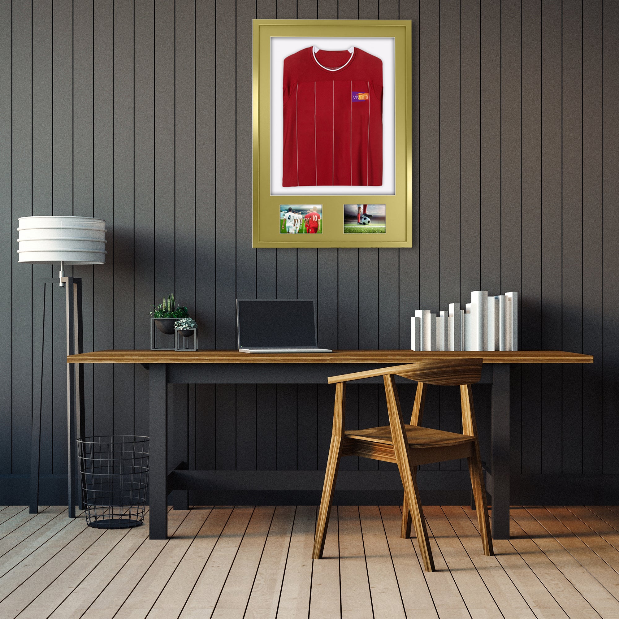 Vivarti DIY 3D Mounted + Double Aperture Sports Shirt Display Gold  Frame with Colour Mounts