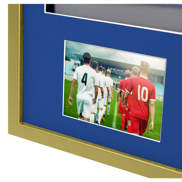Vivarti DIY 3D Mounted + Double Aperture Sports Shirt Display Gold  Frame with Colour Mounts