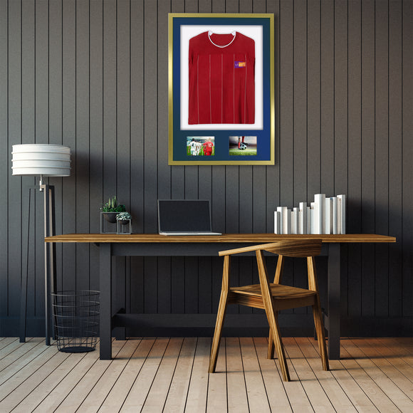 Vivarti DIY 3D Mounted + Double Aperture Sports Shirt Display Gold  Frame with Colour Mounts