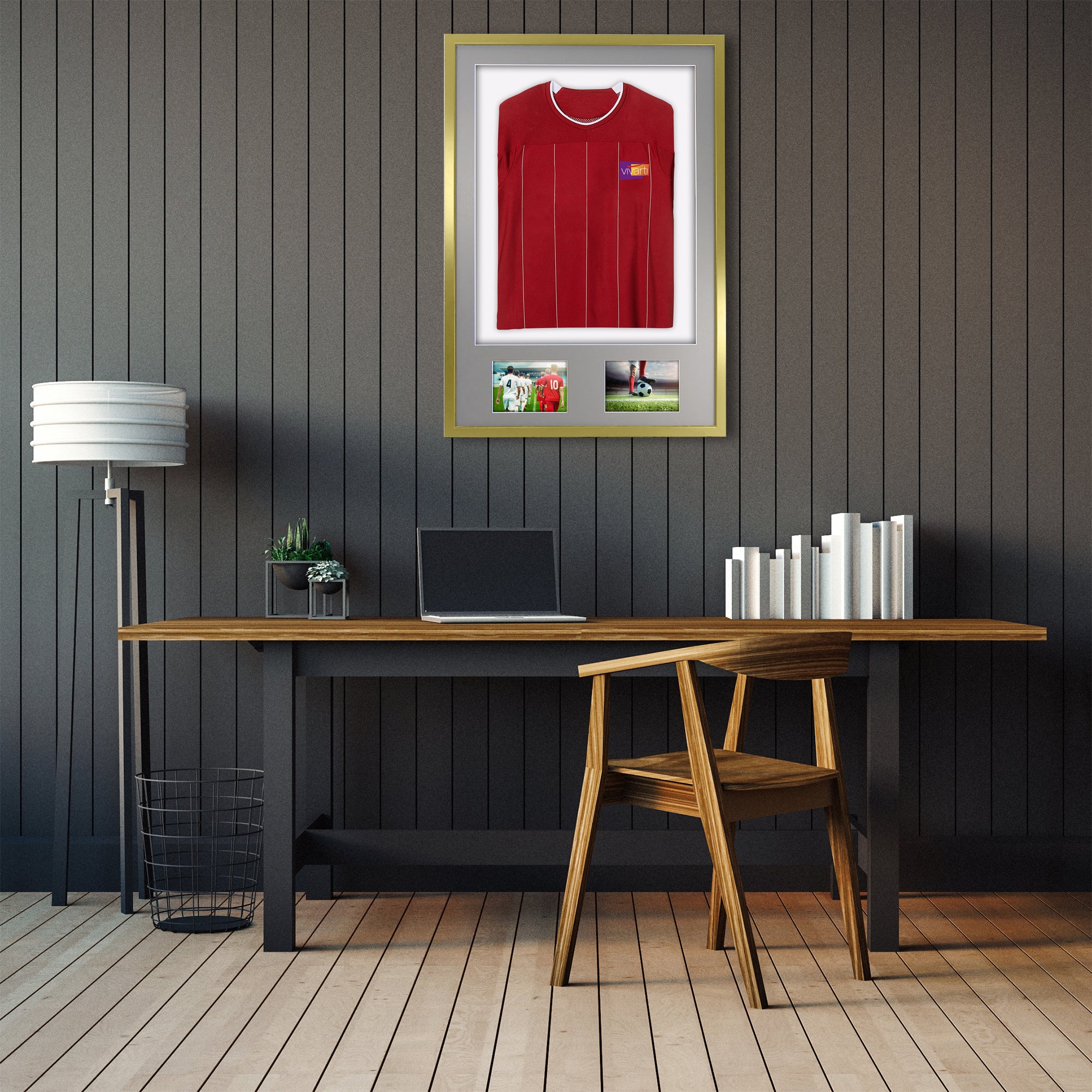 Vivarti DIY 3D Mounted + Double Aperture Sports Shirt Display Gold  Frame with Colour Mounts