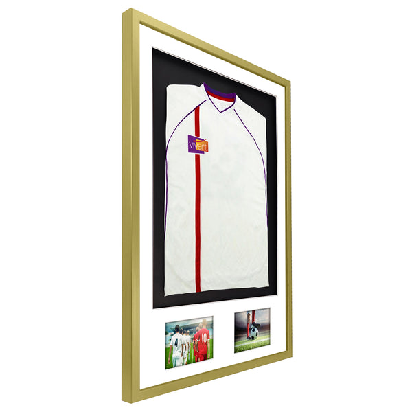 Vivarti DIY 3D Mounted + Double Aperture Sports Shirt Display Gold Frame