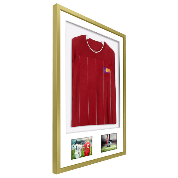 Vivarti DIY 3D Mounted + Double Aperture Sports Shirt Display Gold Frame