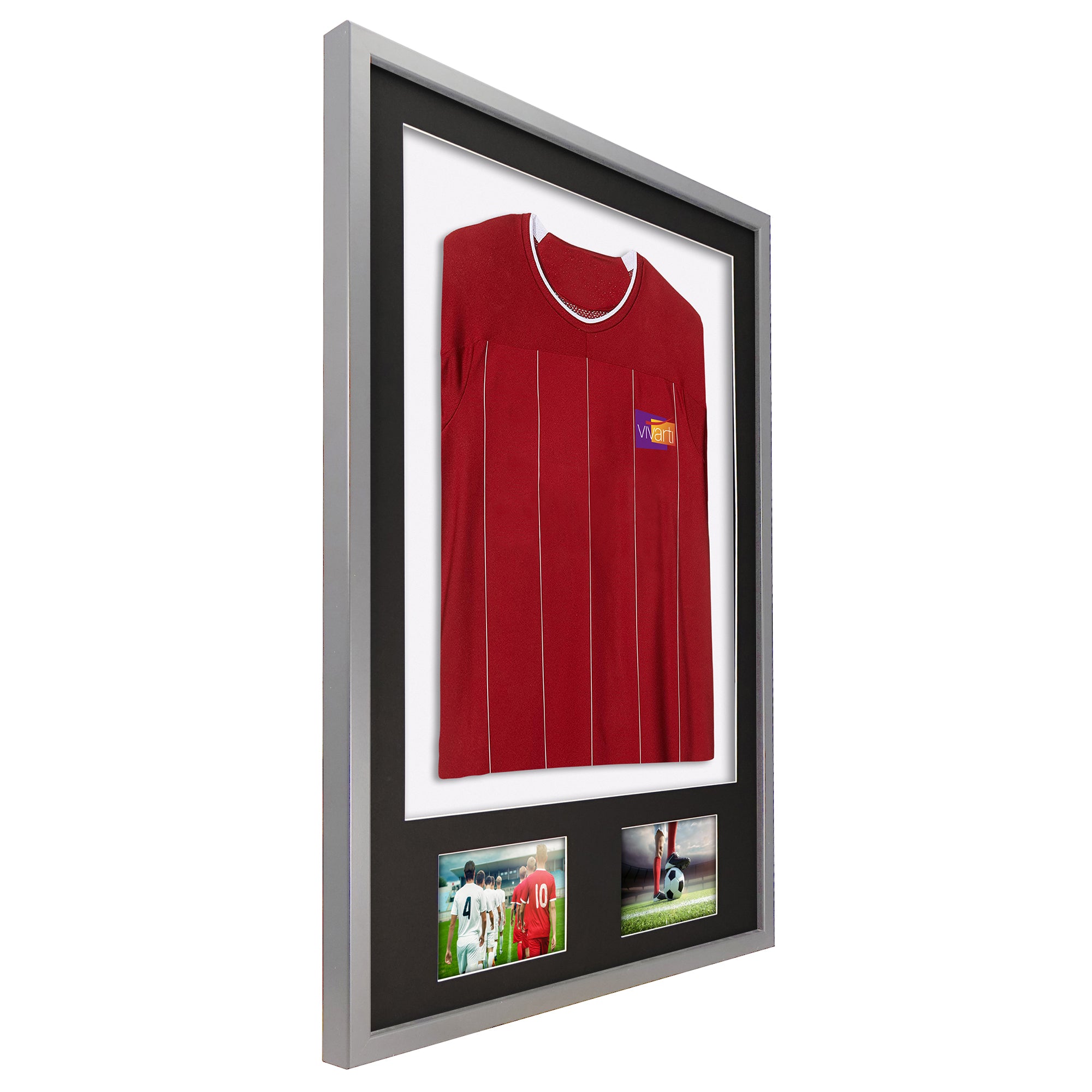 Vivarti DIY 3D Mounted + Double Aperture Sports Shirt Display Silver Frame