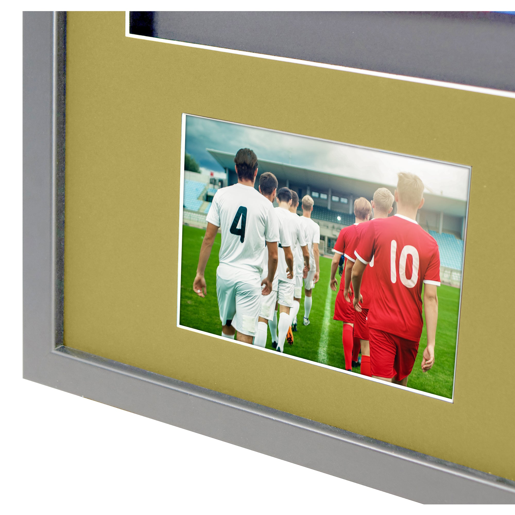Vivarti DIY 3D Mounted + Double Aperture Sports Shirt Display Silver Frame with Colour Mounts