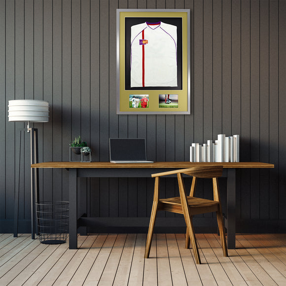 Vivarti DIY 3D Mounted + Double Aperture Sports Shirt Display Silver Frame with Colour Mounts