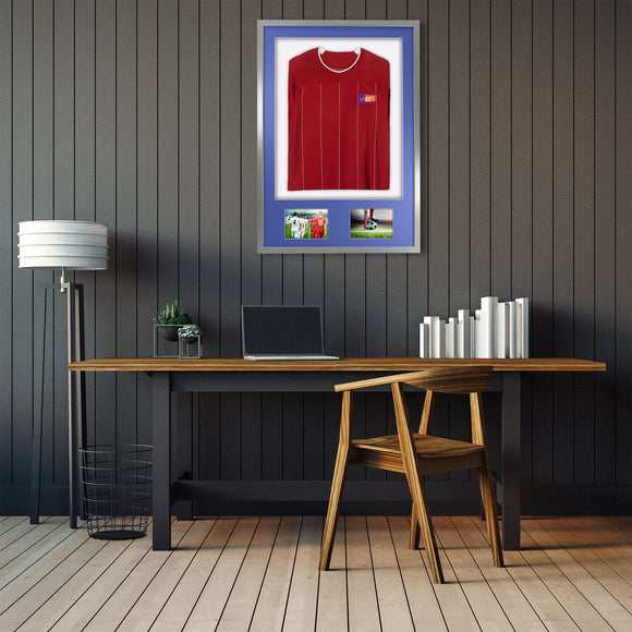 Vivarti DIY 3D Mounted + Double Aperture Sports Shirt Display Silver Frame with Colour Mounts