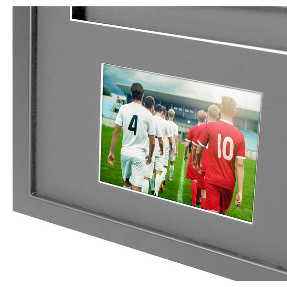 Vivarti DIY 3D Mounted + Double Aperture Sports Shirt Display Silver Frame with Colour Mounts