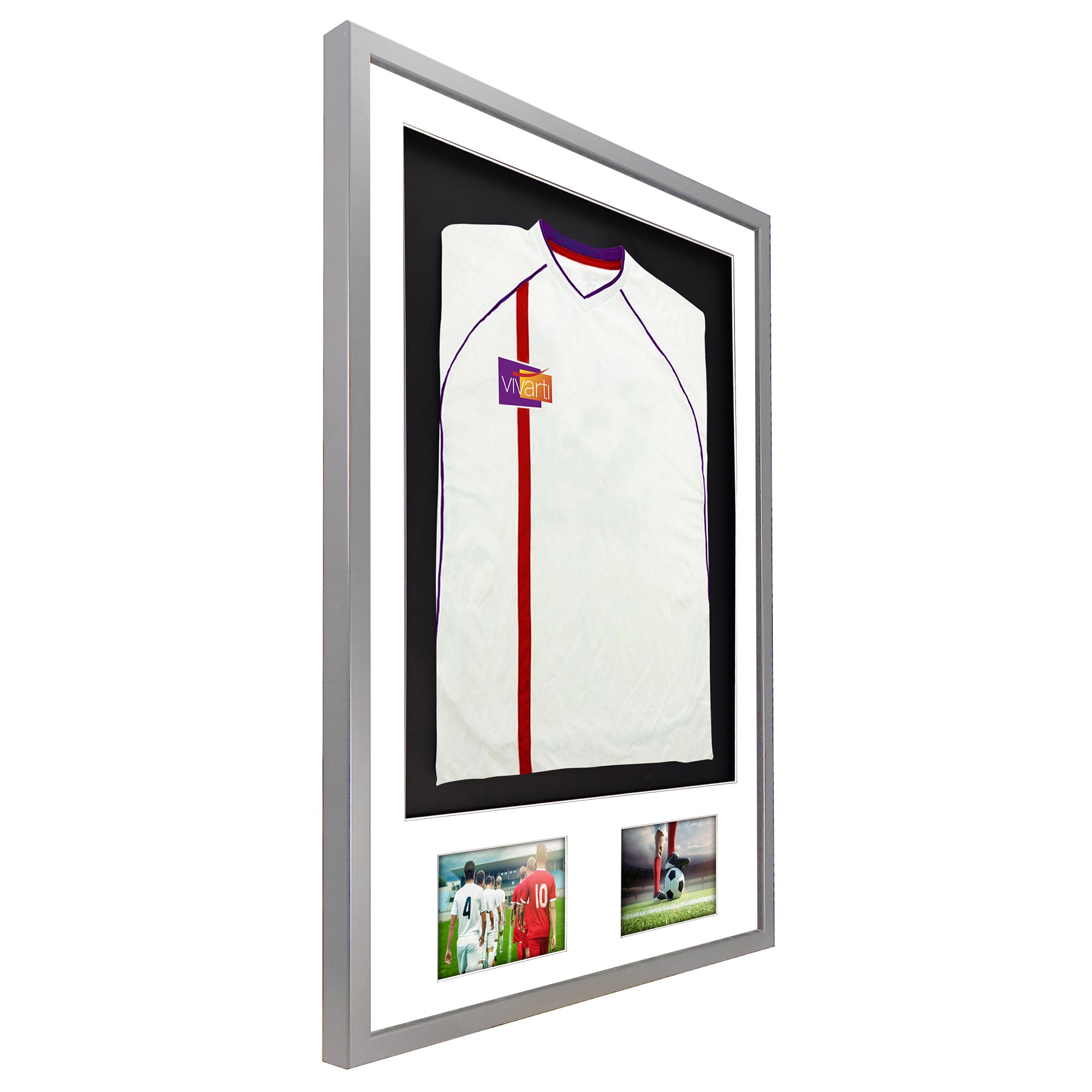 Vivarti DIY 3D Mounted + Double Aperture Sports Shirt Display Silver Frame