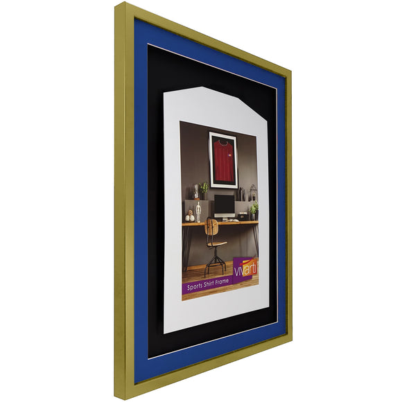 Vivarti DIY 3D Mounted Sports Shirt Display Gold  Frame with Colour Mounts