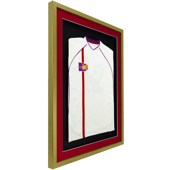 Vivarti DIY 3D Mounted Sports Shirt Display Gold  Frame with Colour Mounts