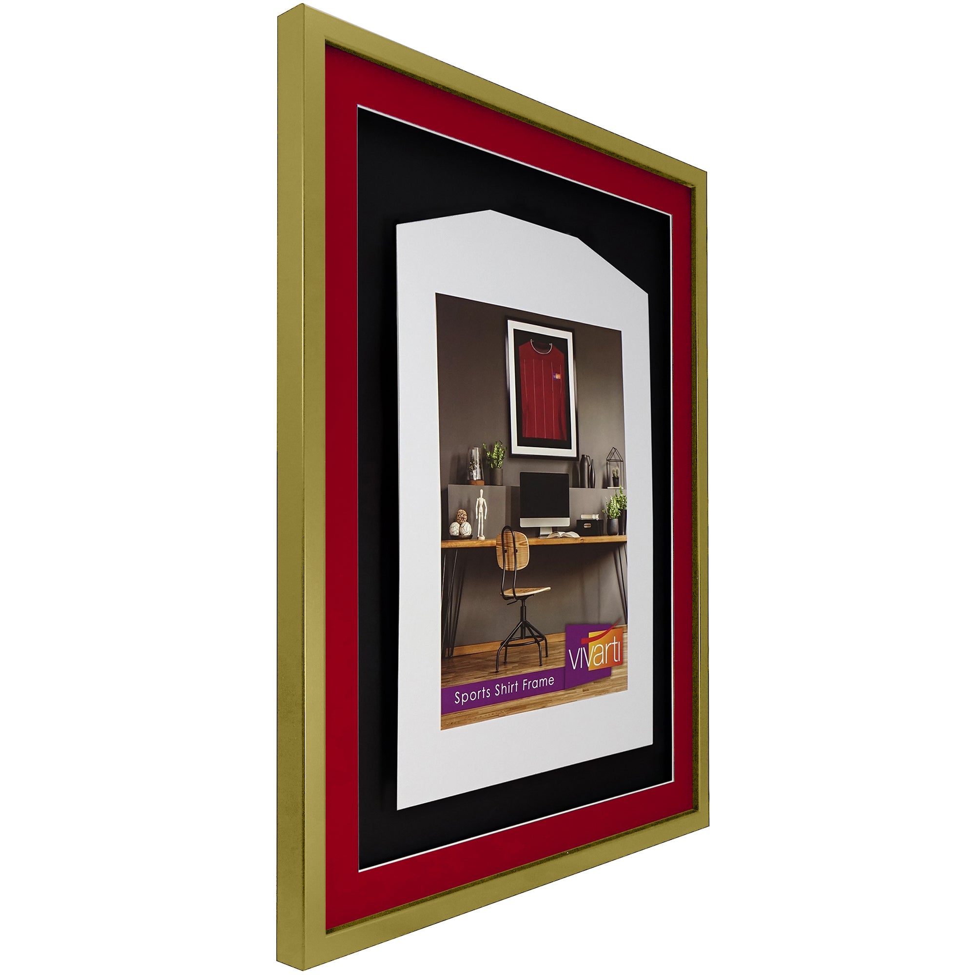 Vivarti DIY 3D Mounted Sports Shirt Display Gold  Frame with Colour Mounts