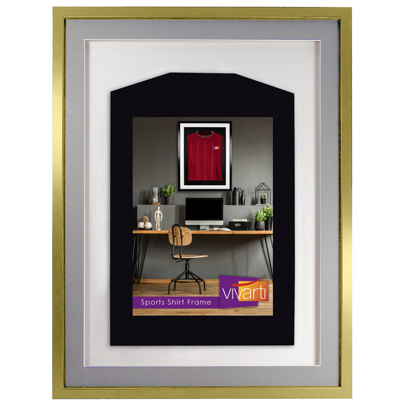 Vivarti DIY 3D Mounted Sports Shirt Display Gold  Frame with Colour Mounts