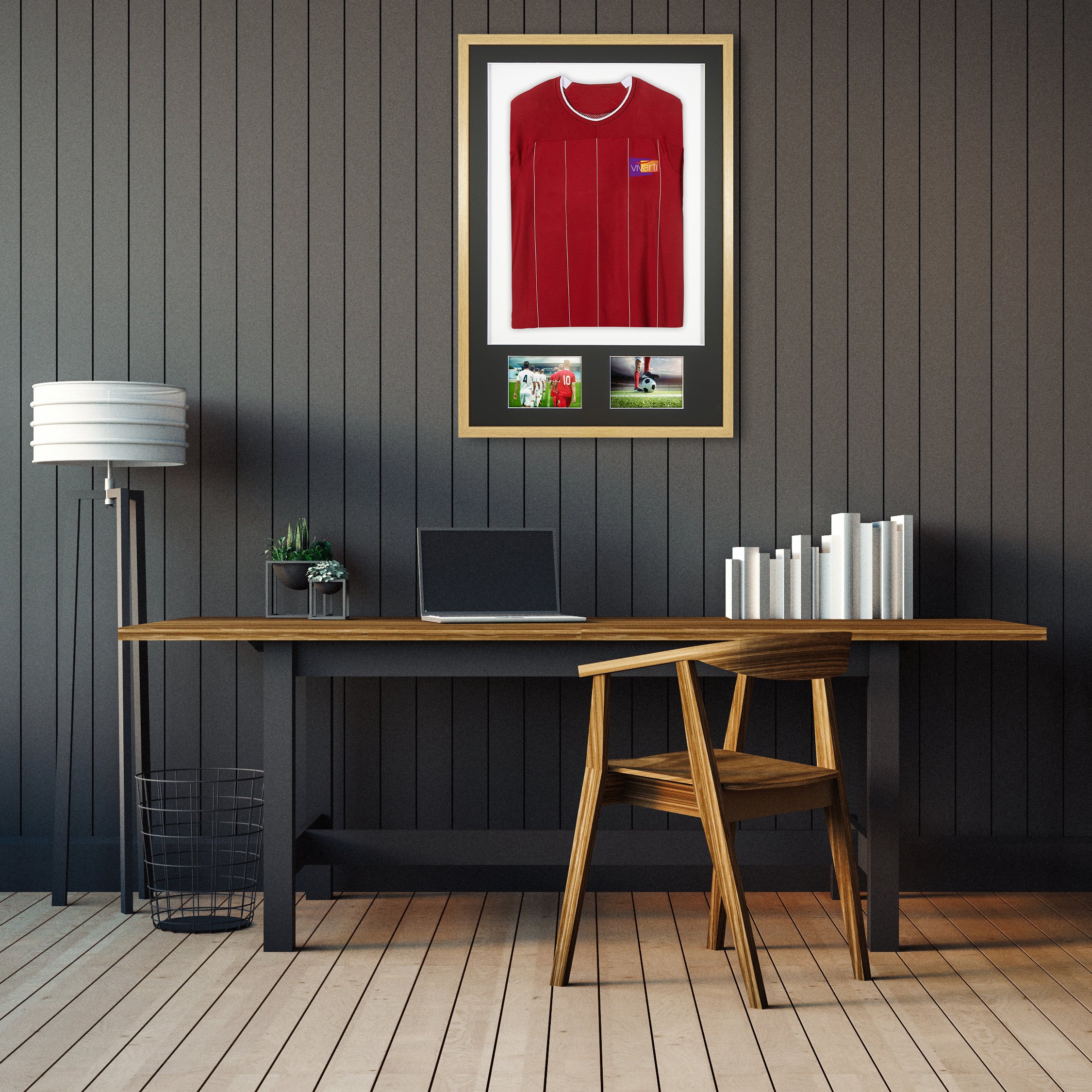 Vivarti DIY Sports Shirt Display 3D + Double Aperture Oak Frame