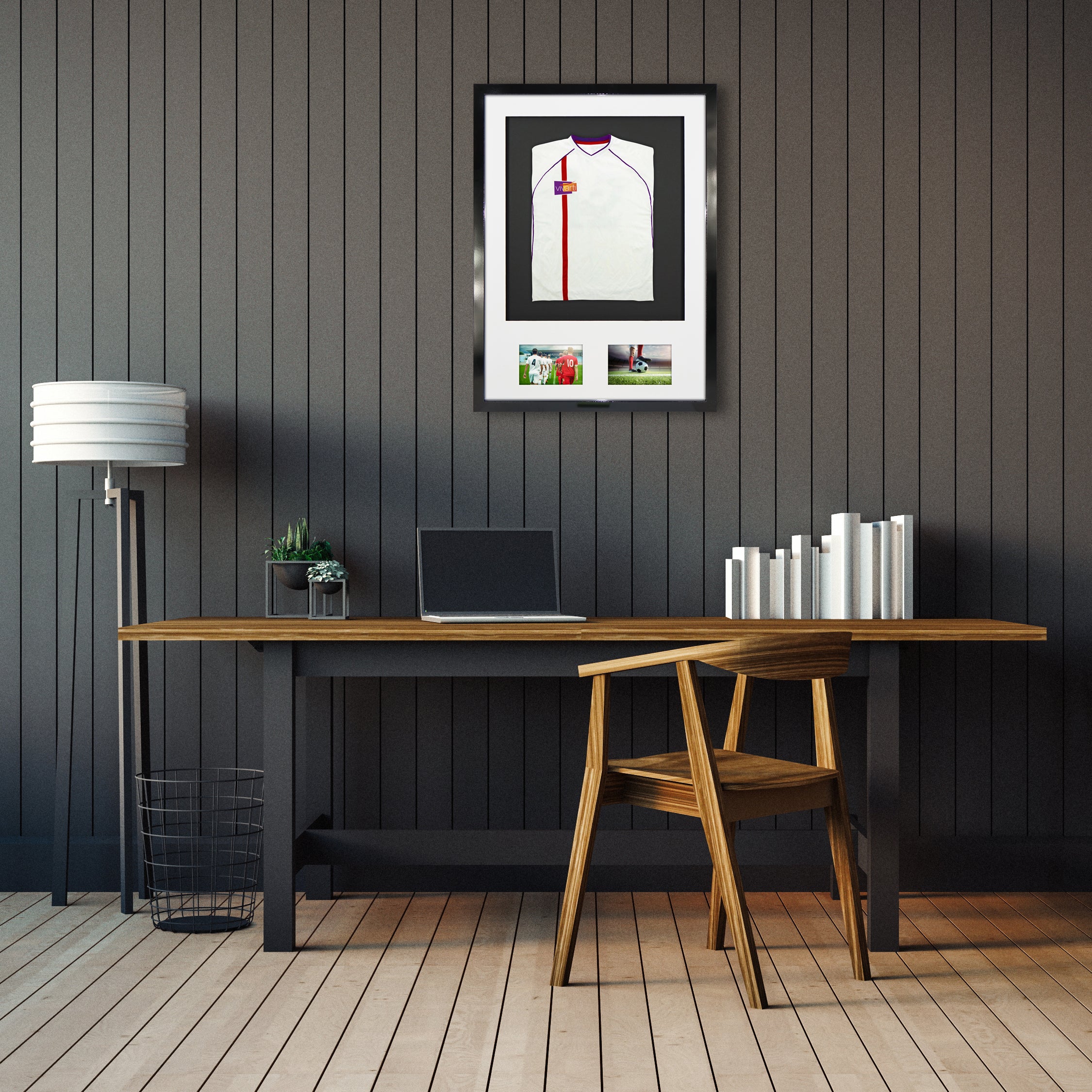 Vivarti DIY Sports Shirt Display 3D + Double Aperture Gloss Black Frame