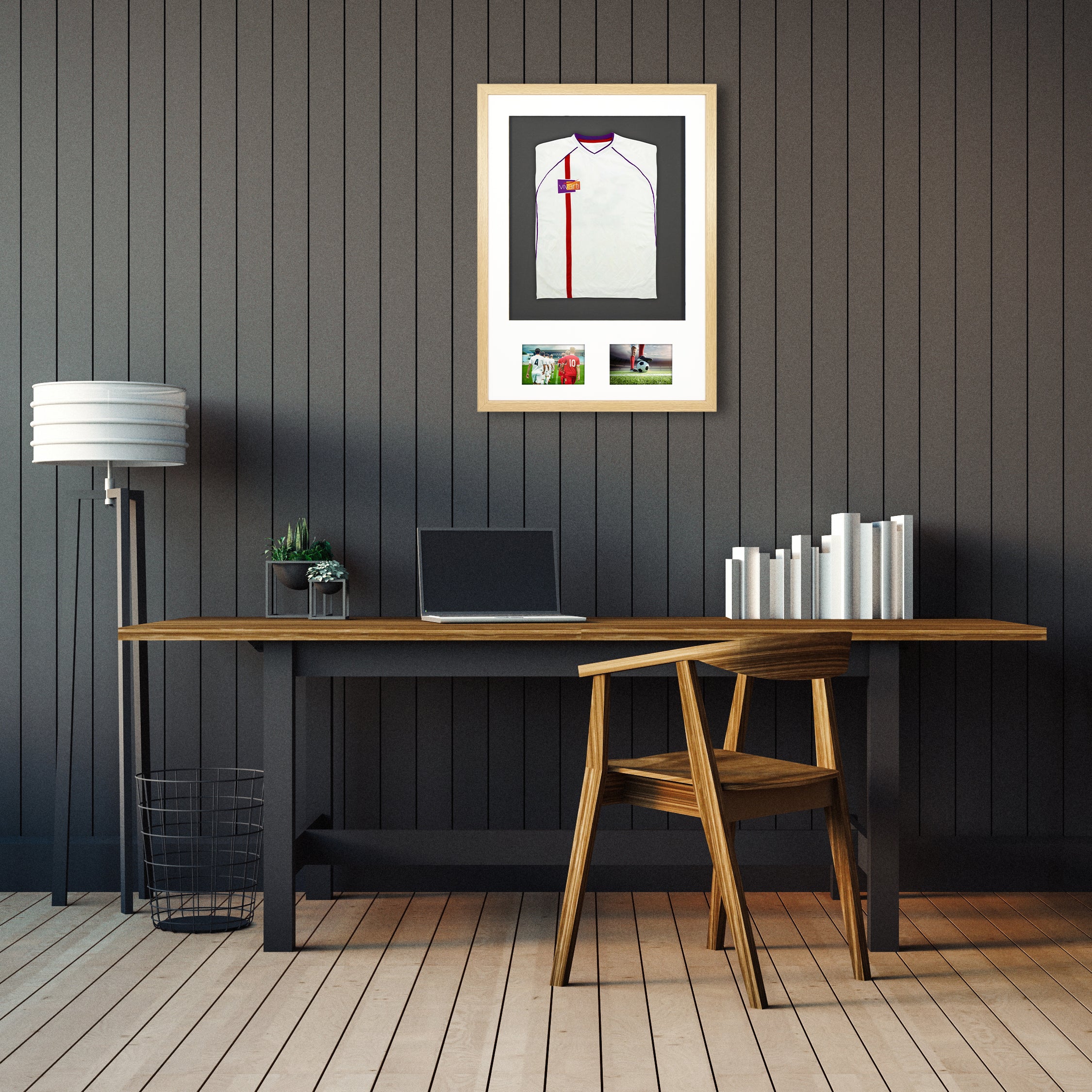 Vivarti DIY Sports Shirt Display 3D + Double Aperture Oak Frame