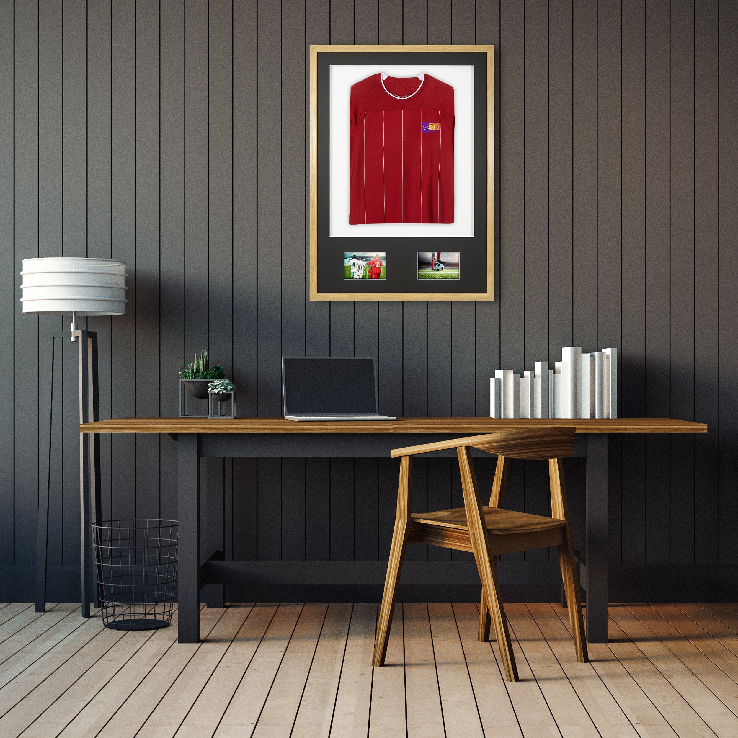 Vivarti DIY Sports Shirt Display 3D + Double Aperture Oak Frame