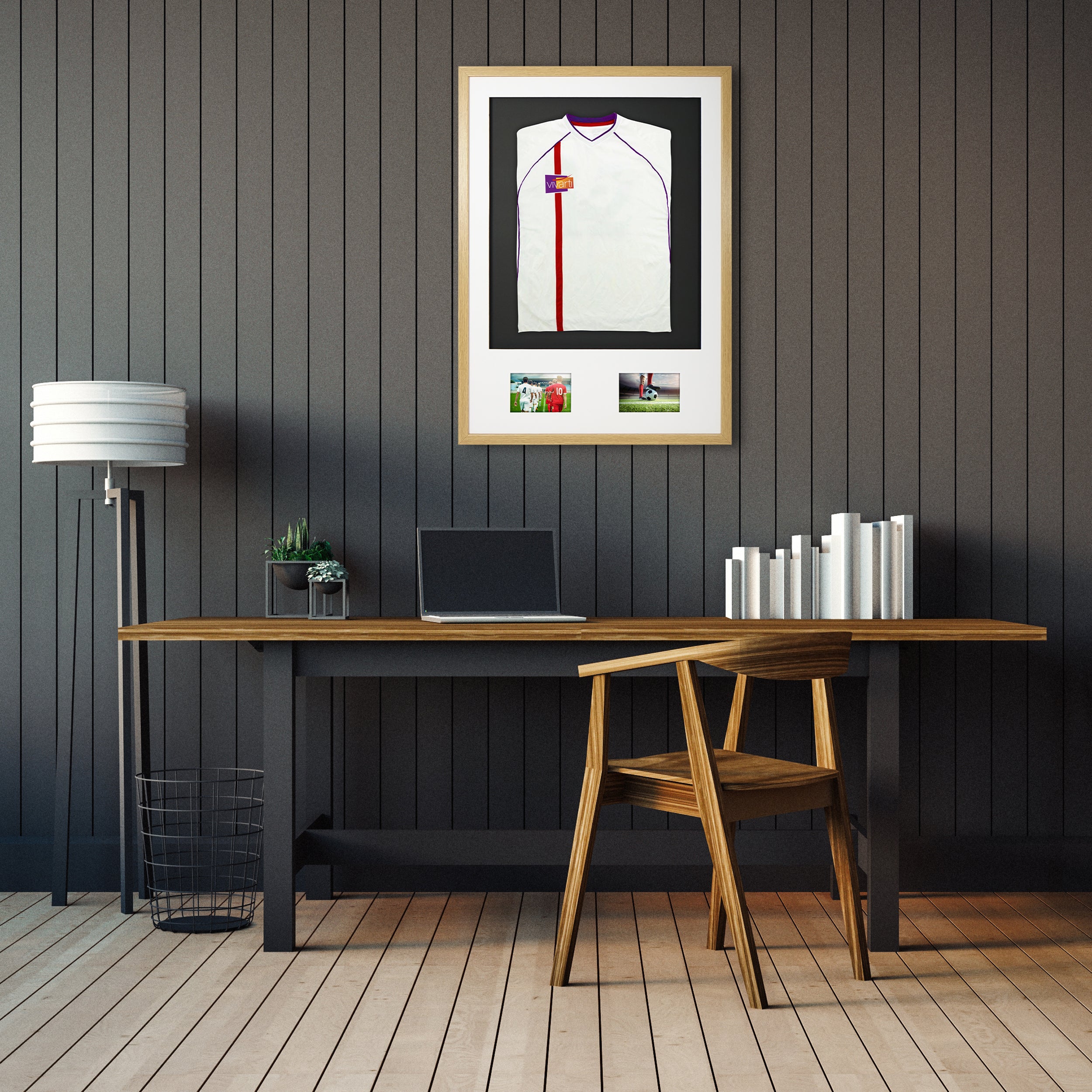 Vivarti DIY Sports Shirt Display 3D + Double Aperture Oak Frame